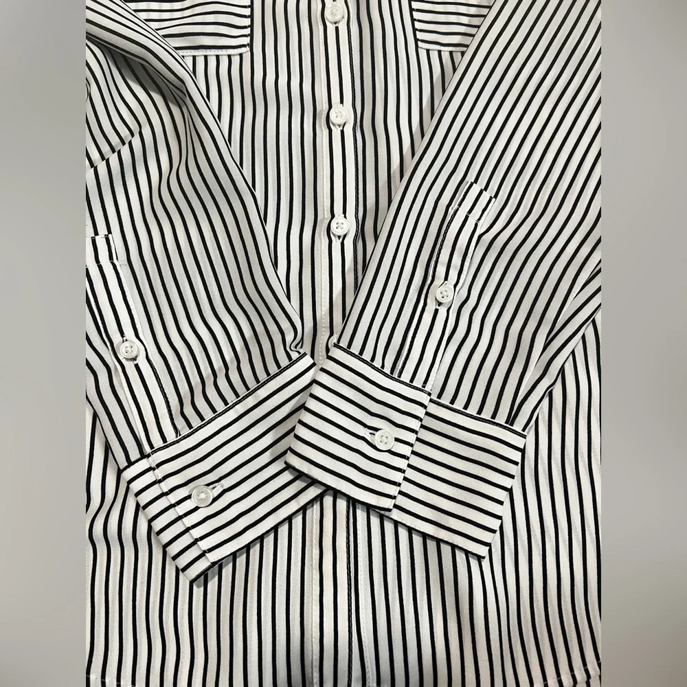 Express black & white striped slim fit portofino shirt size S - Picture 8 of 8